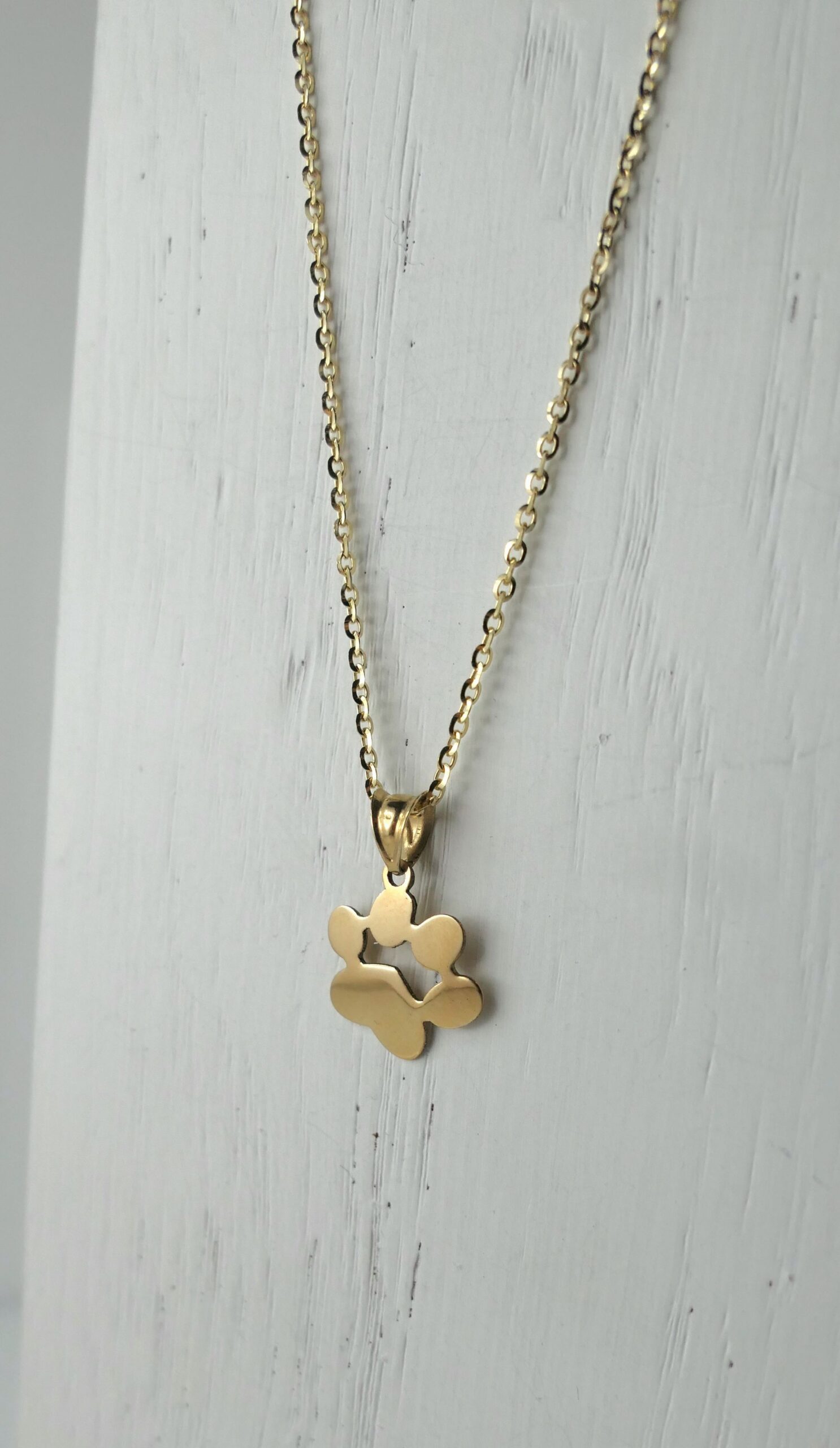 Zawieszka złota łapka psa + GRAWER + próba 585 + łańcuszek ankier 45-50 cm